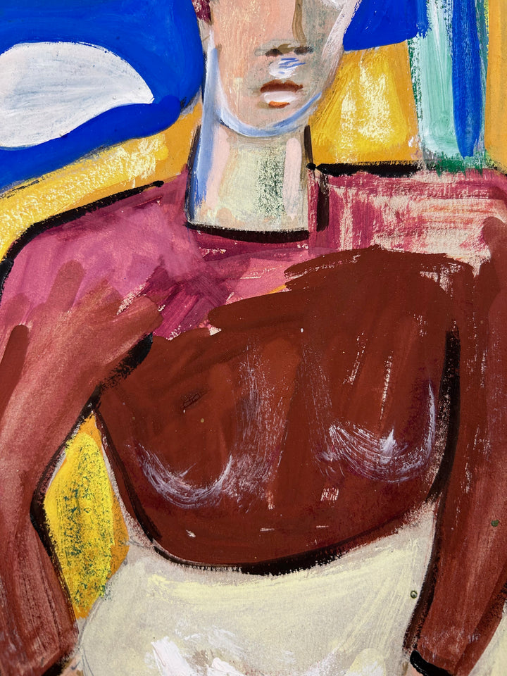 Expressief schilderij ‘Familie in Harmonie’ – S. Matthijs (1998) / 52x42x2cm