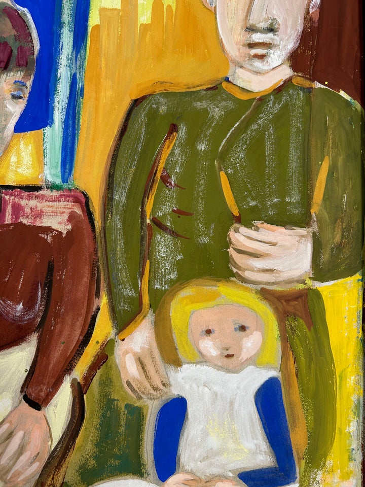 Expressief schilderij ‘Familie in Harmonie’ – S. Matthijs (1998) / 52x42x2cm