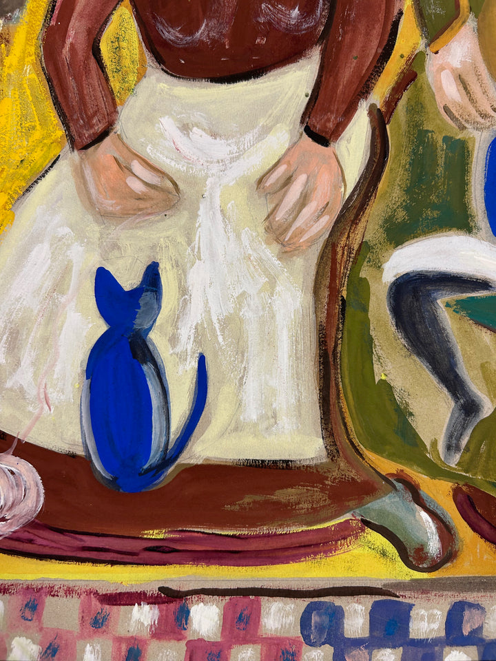Expressief schilderij ‘Familie in Harmonie’ – S. Matthijs (1998) / 52x42x2cm