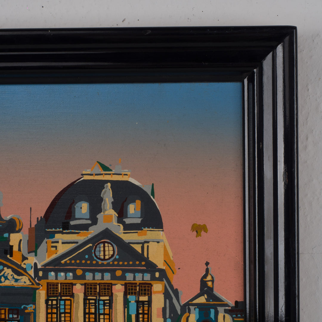 Stadszicht op marktplein – gesigneerd Frey – 53 x 63 x 4 cm