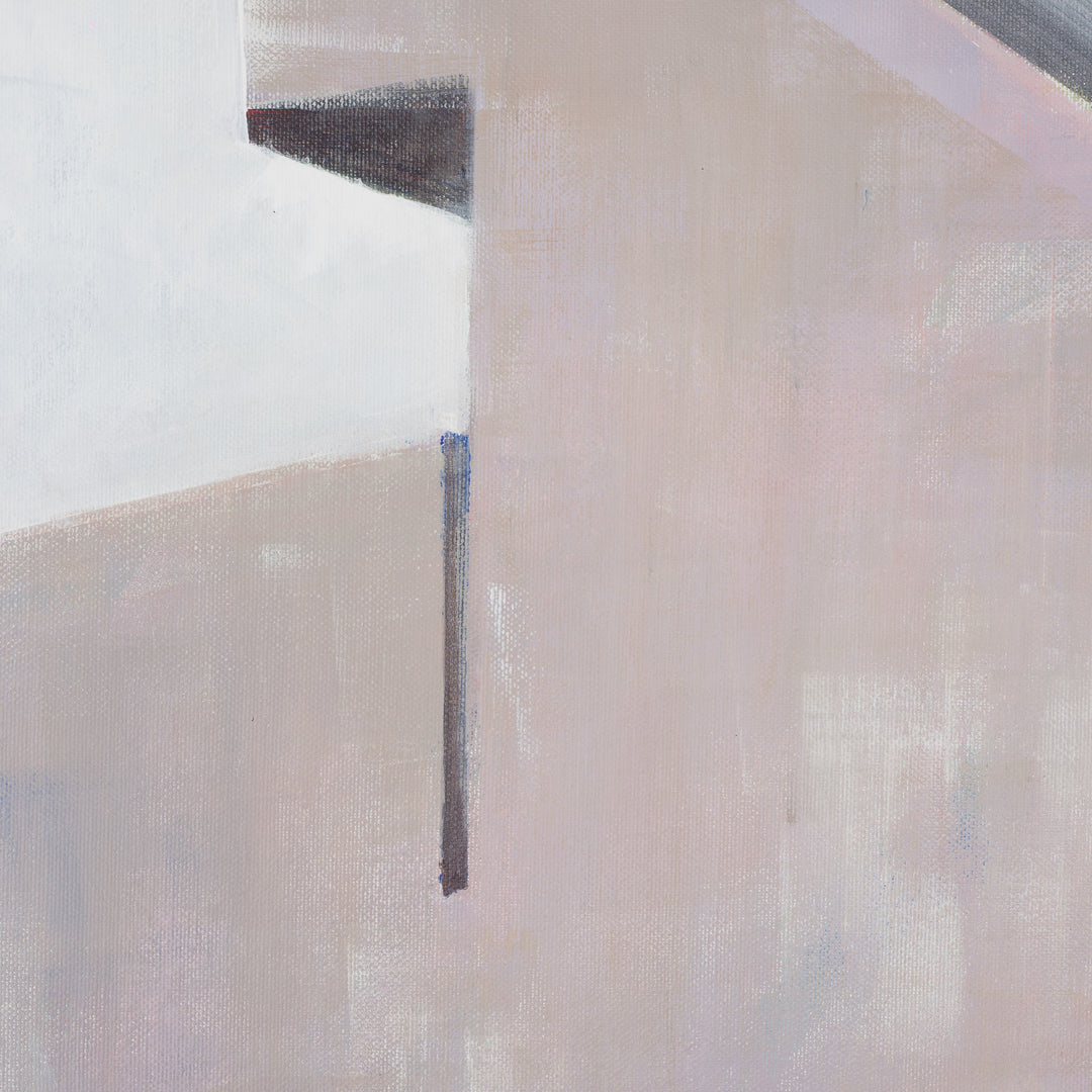 Painting by Rita Pollet – man looking through the window in soft pastel shades