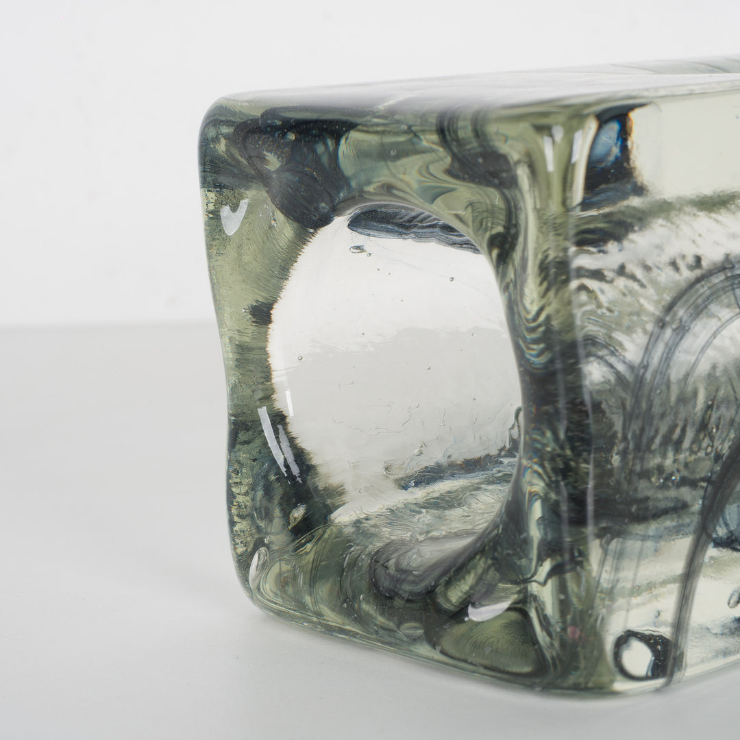 Unique rectangular vase with black swirl – a work of art in itself