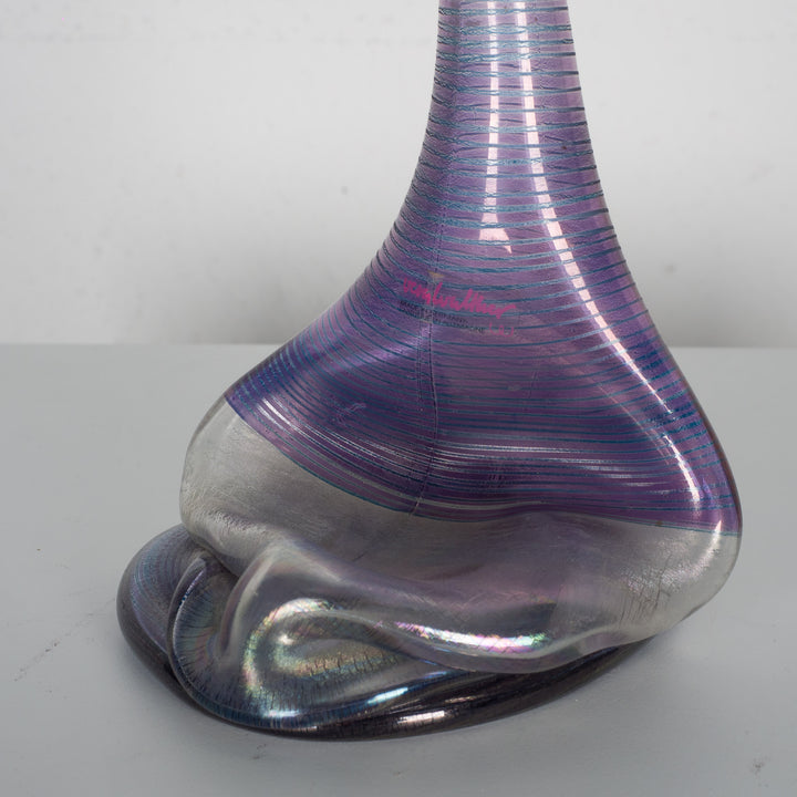 Heiner Düsterhaus – Gesigneerde Studioglas Vaas (12 x 12 x 31,5 cm)