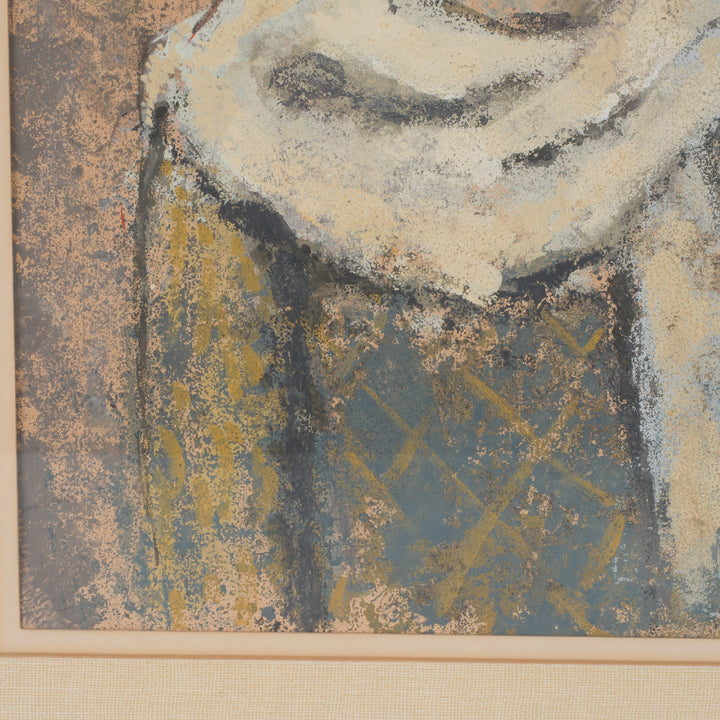 Gouache van Gust Smet – Meisje met rode haarband en witte kraag – 36x46x2 cm