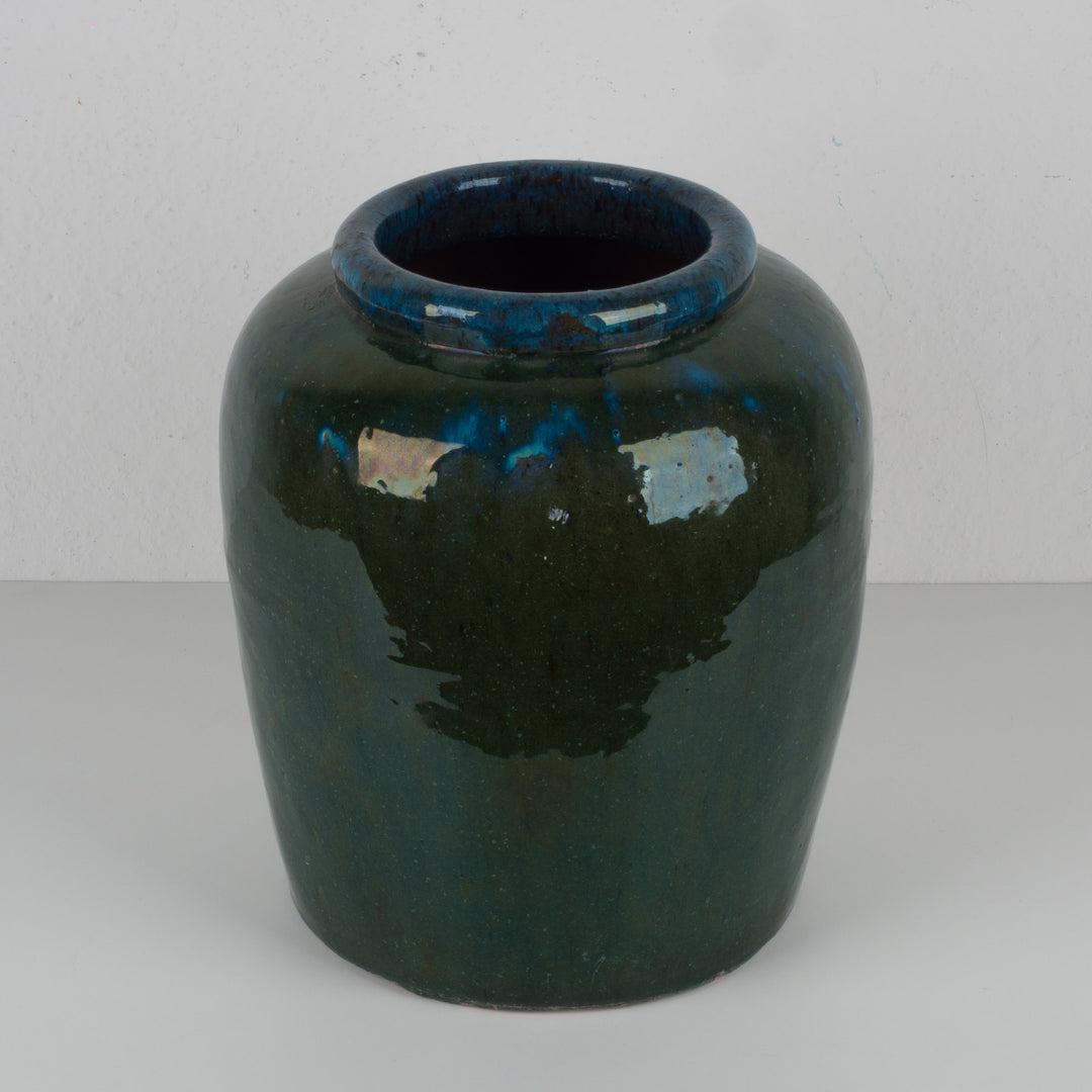 Large glazed green terracotta pot – 29 × 29 × 34 cm