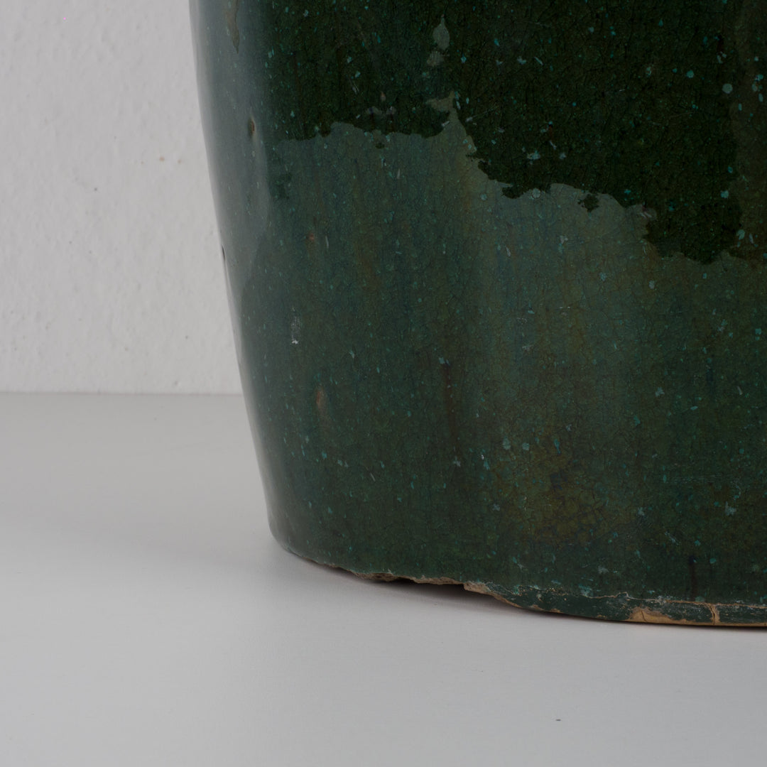 Large glazed green terracotta pot – 29 × 29 × 34 cm