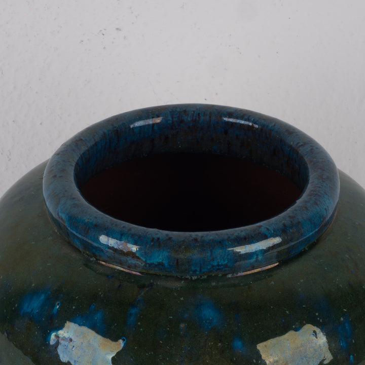 Large glazed green terracotta pot – 29 × 29 × 34 cm