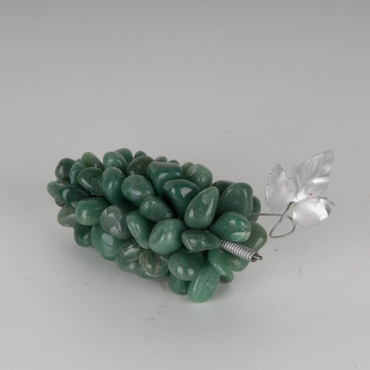 Vintage druiventros in groene steen met metalen blad – 14,5 x 14,5 x 5 cm