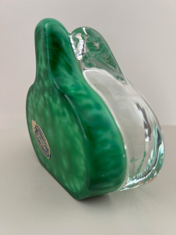 Groene fluistering in kristal – vintage vaasje van Bruno Lehrer