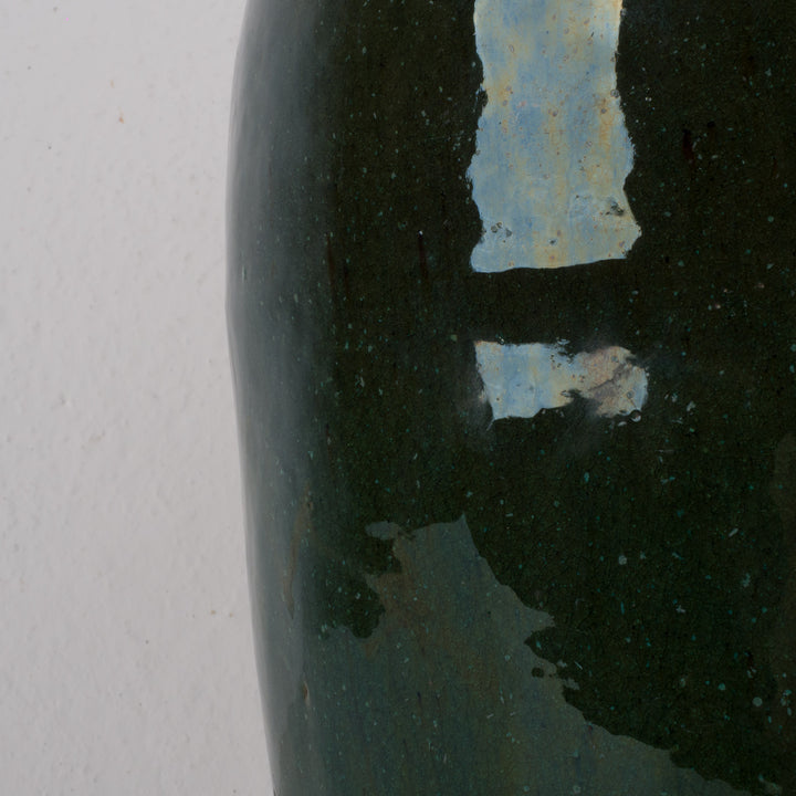 Large glazed green terracotta pot – 29 × 29 × 34 cm