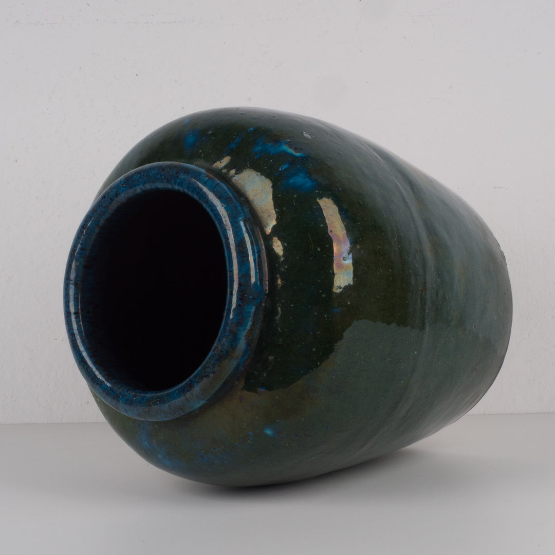 Large glazed green terracotta pot – 29 × 29 × 34 cm