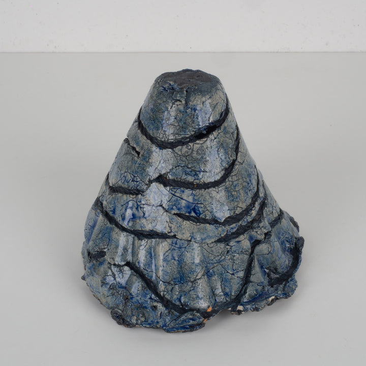 Handmade ceramic object in blue – Organic sculptural piece
