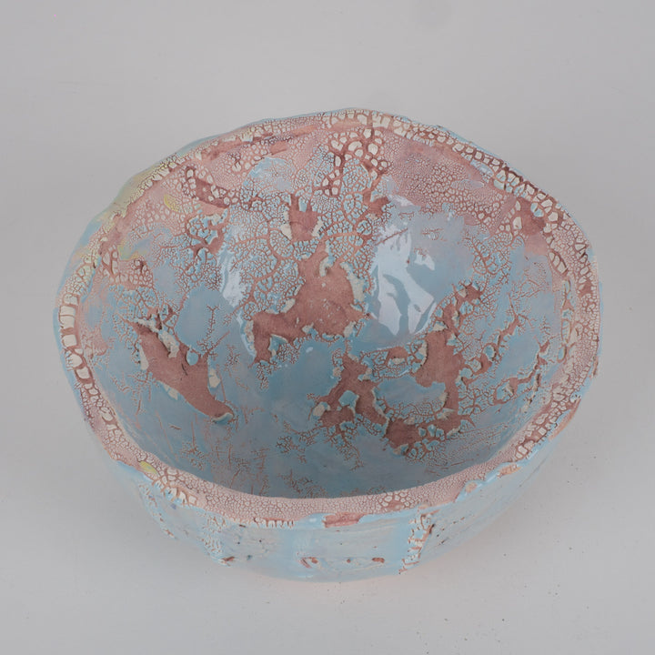 Handgemaakt keramisch potje blauw – uniek decoratief schaaltje in keramiek /13,3 x 13 x 6,5 cm