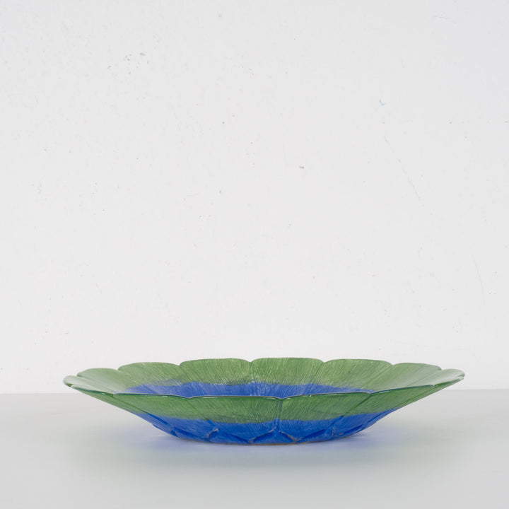 Handgeschilderde glazen schaal – kleurrijke decoratieve schaal / 30x30x4,5cm