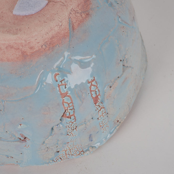 Handgemaakt keramisch potje blauw – uniek decoratief schaaltje in keramiek /13,3 x 13 x 6,5 cm