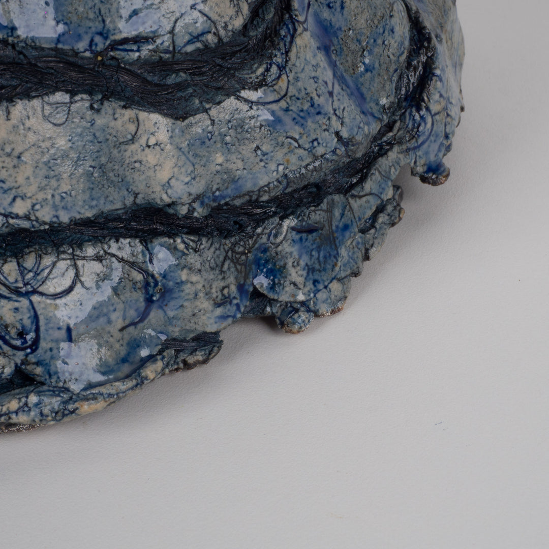 Handmade ceramic object in blue – Organic sculptural piece