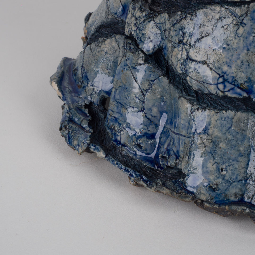 Handmade ceramic object in blue – Organic sculptural piece