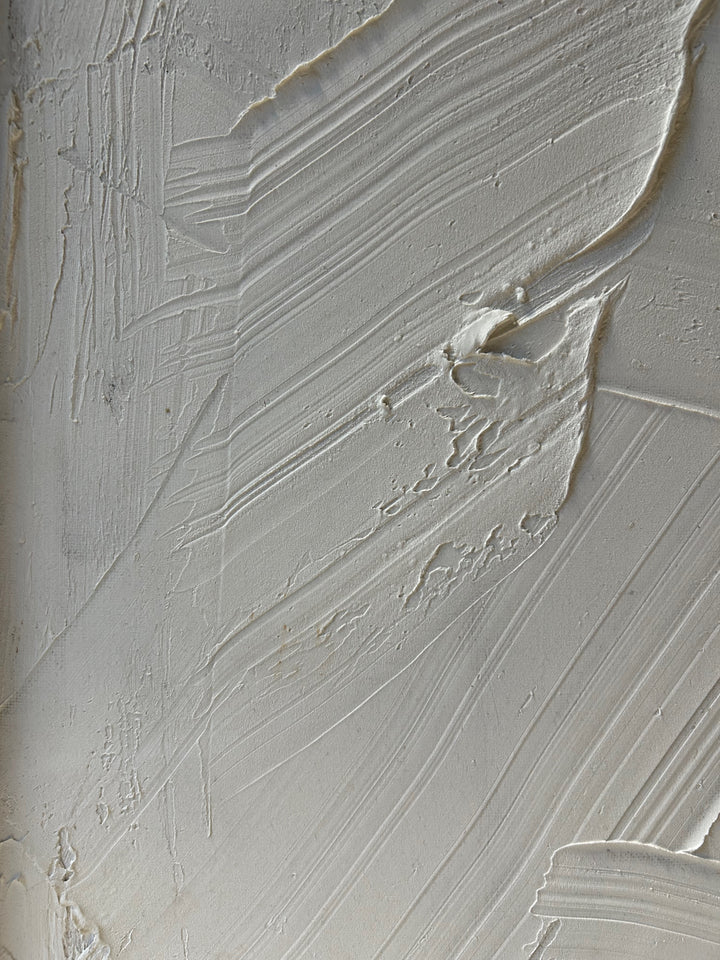 Hedendaags schilderij – wit structuur in zwart houten kader