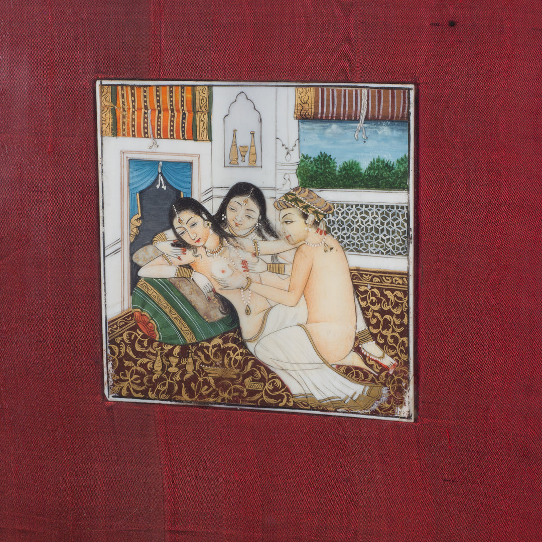 Indian White Resin Painting – Erotic Miniature Art in Mughal Style