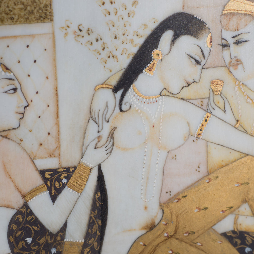 Small Indian Painting in White Resin – Mughal Style Miniature Art