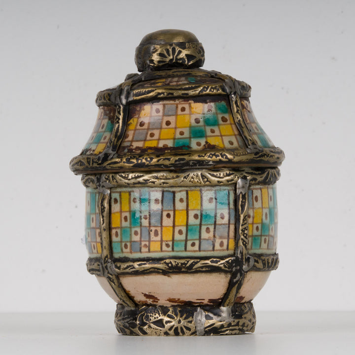 Ceramic Lidded Jar with Geometric Patterns – Middle Eastern Elegance for Your Interior