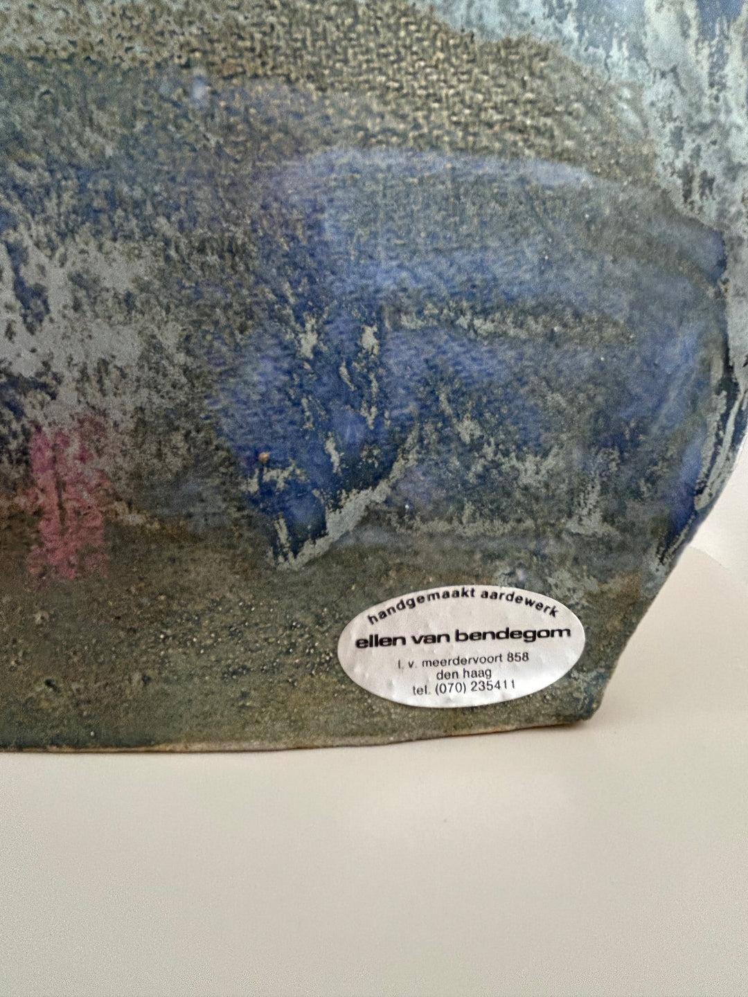 Blauwe Horizon – handgemaakte keramische vaas met een ziel - 30 x 4 x 21 cm