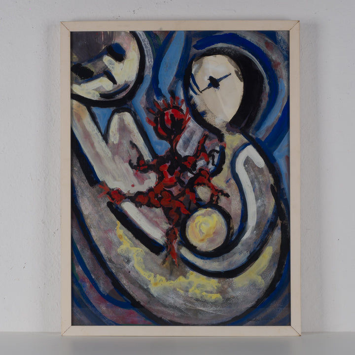 Kleurrijke abstracte gouache op papier – André Bulthé