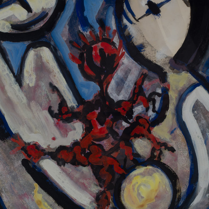 Kleurrijke abstracte gouache op papier – André Bulthé