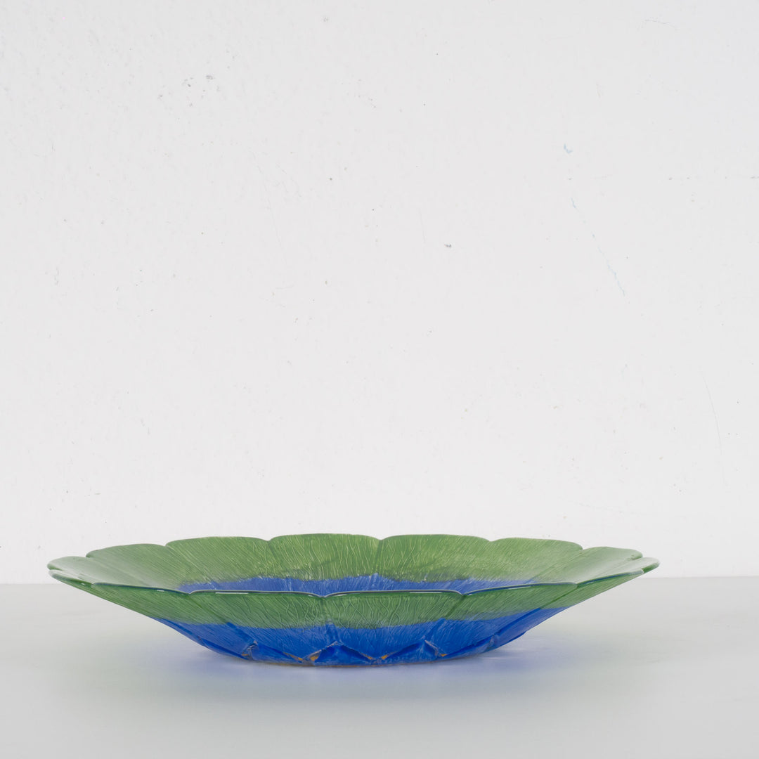 Handgeschilderde glazen schaal – kleurrijke decoratieve schaal / 30x30x4,5cm