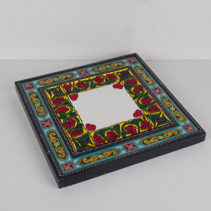 Colorful square Arabic mirror – painted and decorated