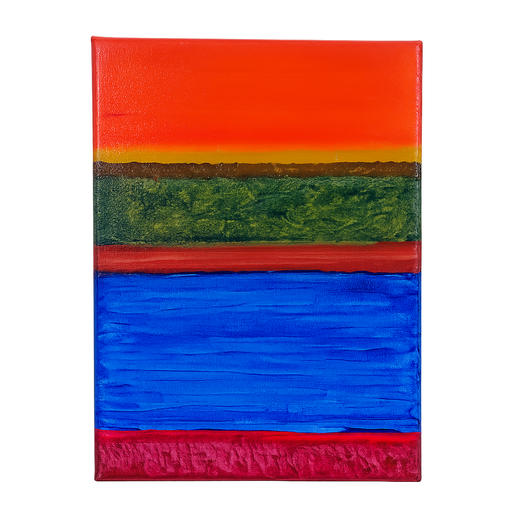 JP Terryn – Schilderij abstracte compositie in kleurbanen (18 x 24 x 1,5 cm)