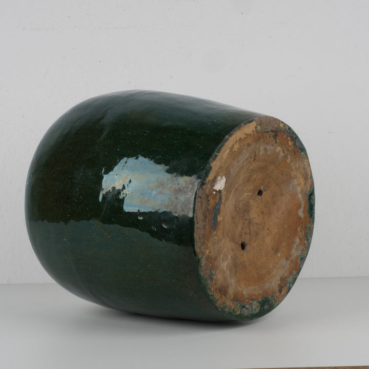 Large glazed green terracotta pot – 29 × 29 × 34 cm
