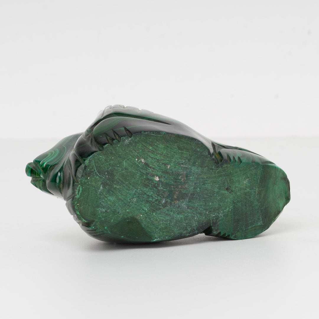 Groene leeuw in malachiet – handgeslepen sculptuur – 11,5 x 5,5 x 5,5 cm