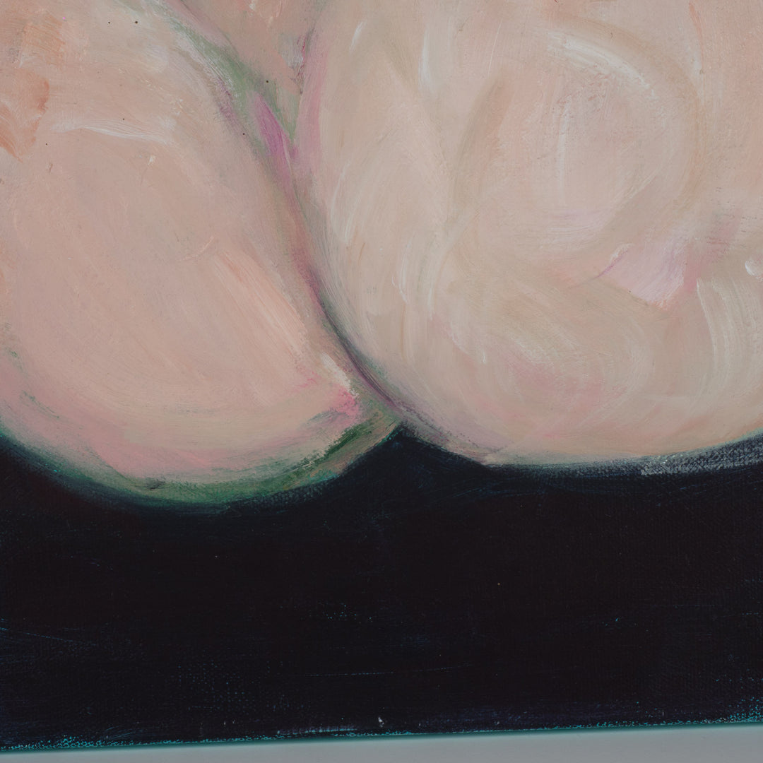 Beautiful painting of a nude woman – soft green and pink tones