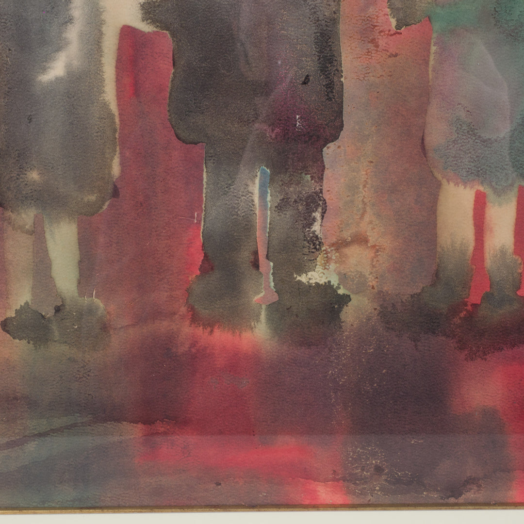 M. Gibon – Watercolor “Three People” (1970)