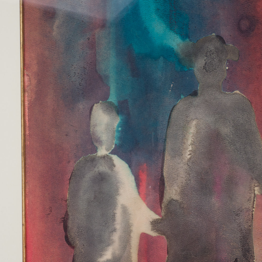 M. Gibon – Watercolor “Three People” (1970)
