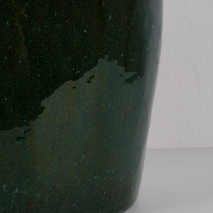 Large glazed green terracotta pot – 29 × 29 × 34 cm