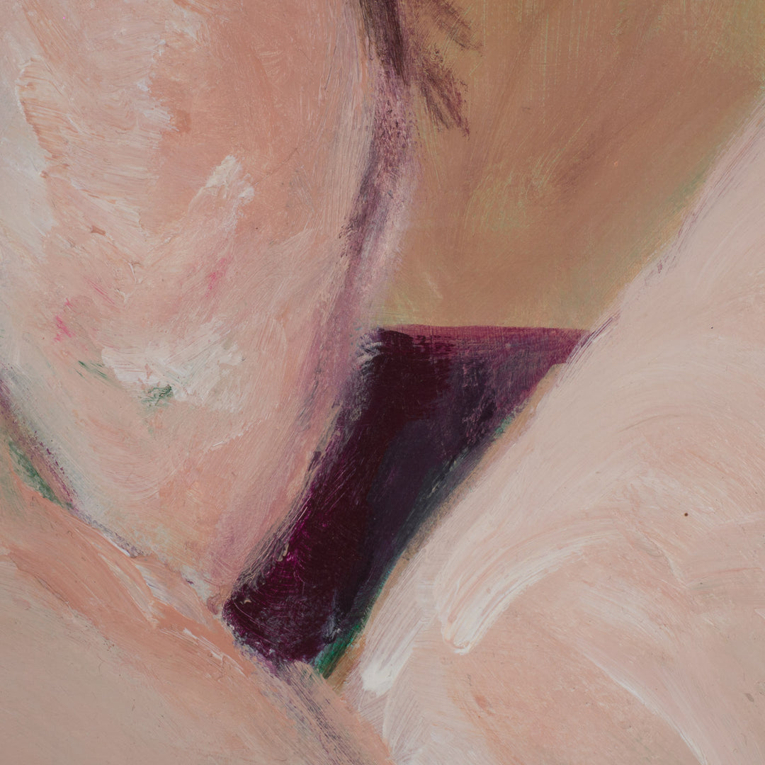 Beautiful painting of a nude woman – soft green and pink tones