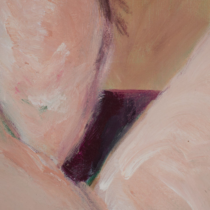 Beautiful painting of a nude woman – soft green and pink tones