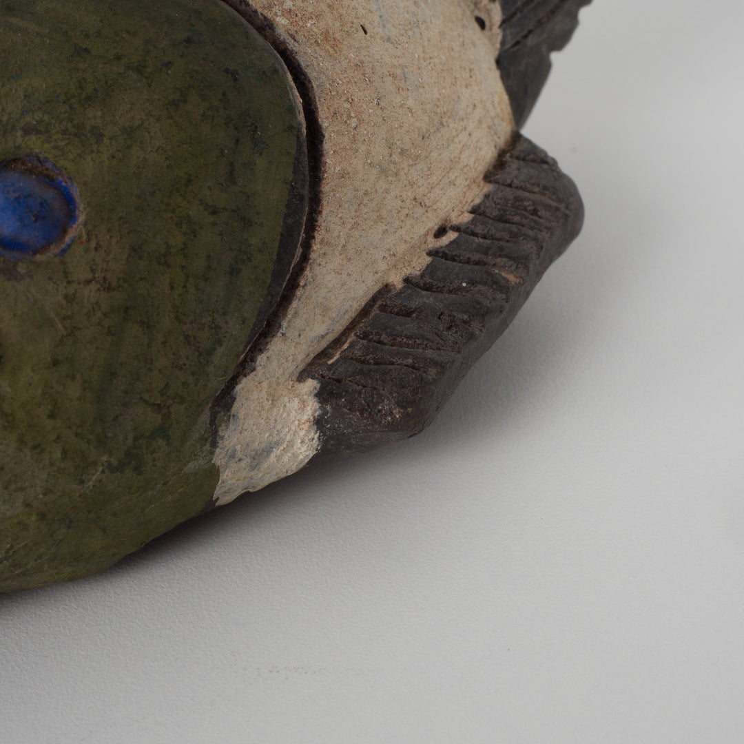 Small African decorative mask – green, red and purple