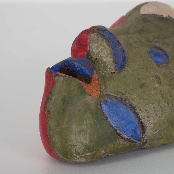 Small African decorative mask – green, red and purple