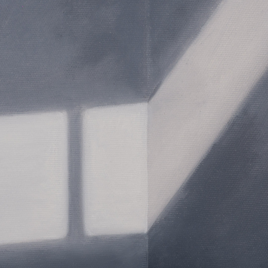 Schilderij 'Het eerste licht – een verstilde ruimte van richting en reflectie' door Monique Coppieters / 70,5 x 50,5 cm
