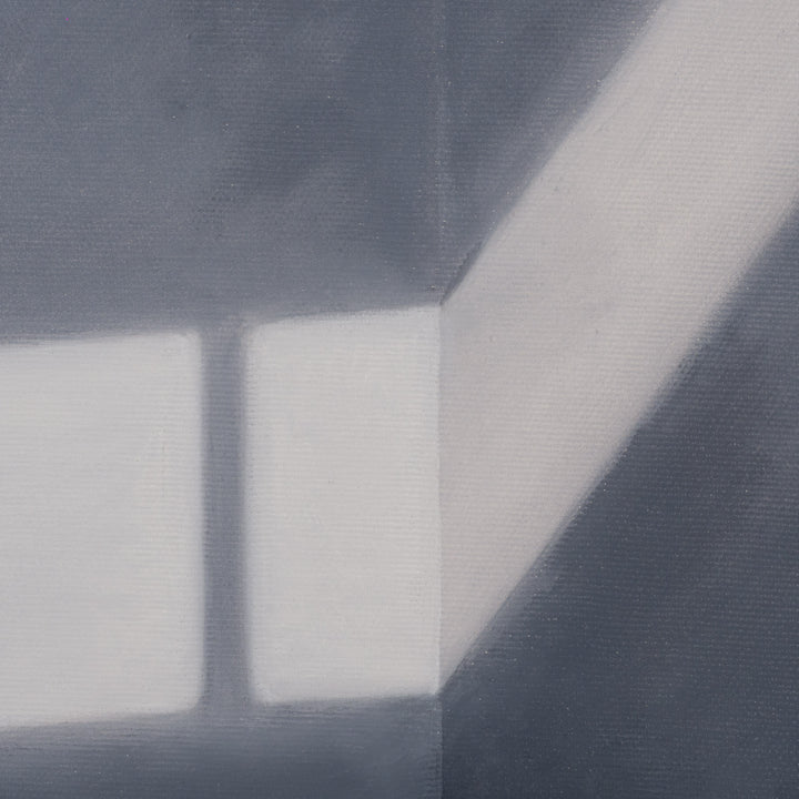 Schilderij 'Het eerste licht – een verstilde ruimte van richting en reflectie' door Monique Coppieters / 70,5 x 50,5 cm