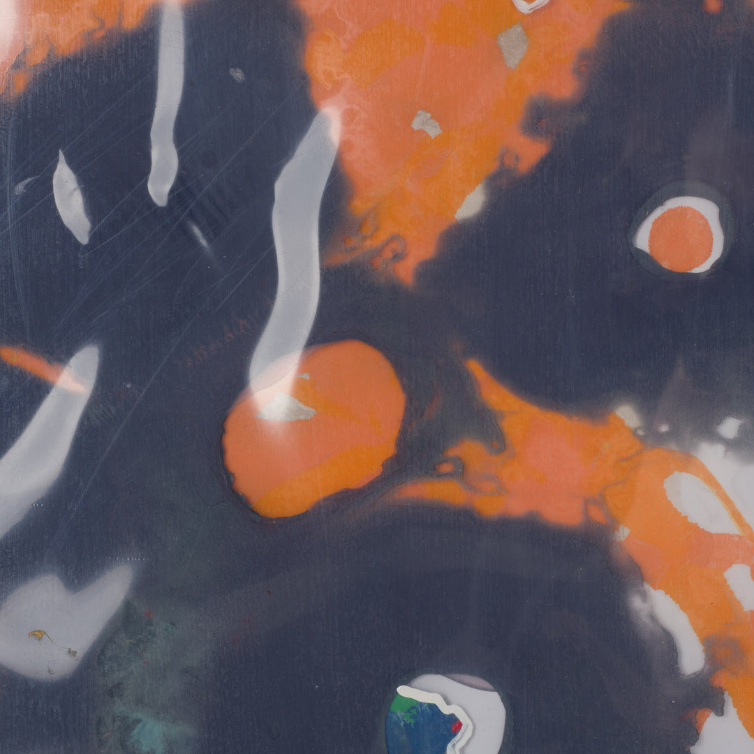 Gelaagde Compositie in Oranje & Indigo – Hilde Deceuninck (2016)