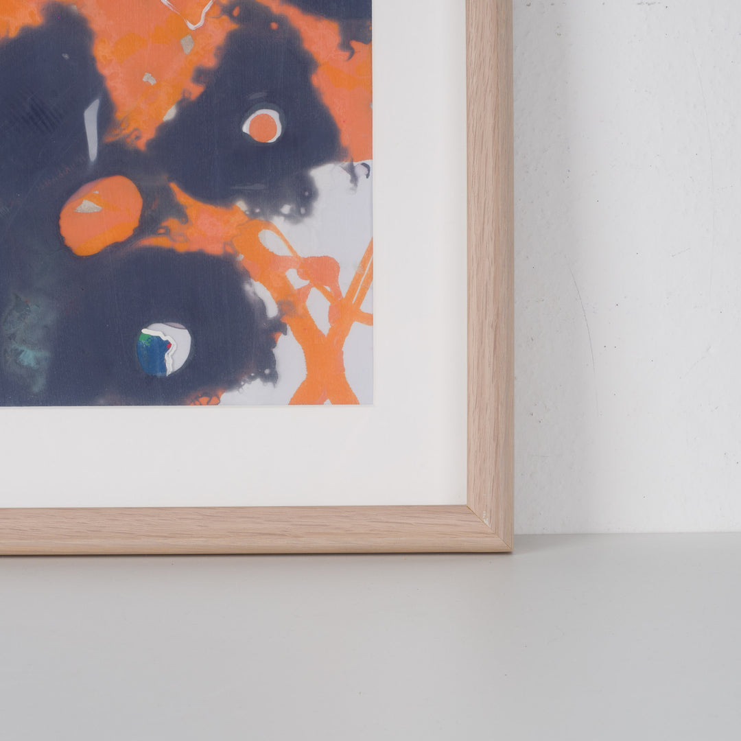 Gelaagde Compositie in Oranje & Indigo – Hilde Deceuninck (2016)