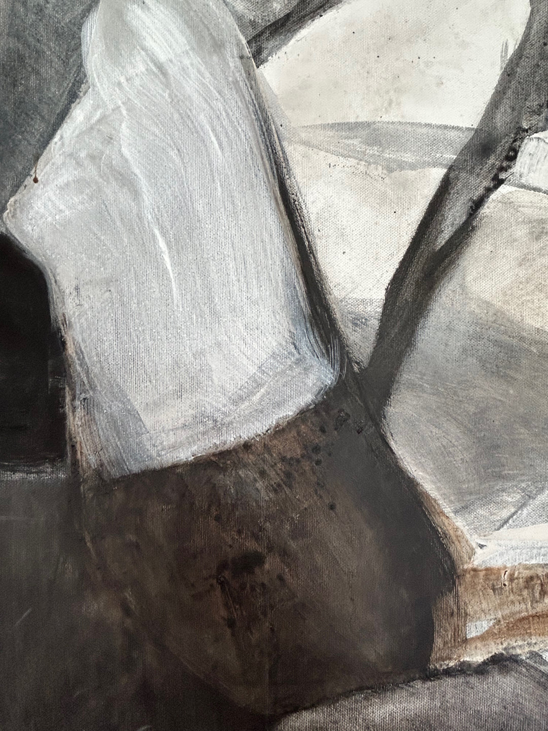 Stilte in Fragment – Abstract schilderij met aardse schakeringen - 80 x 80 x 2 cm
