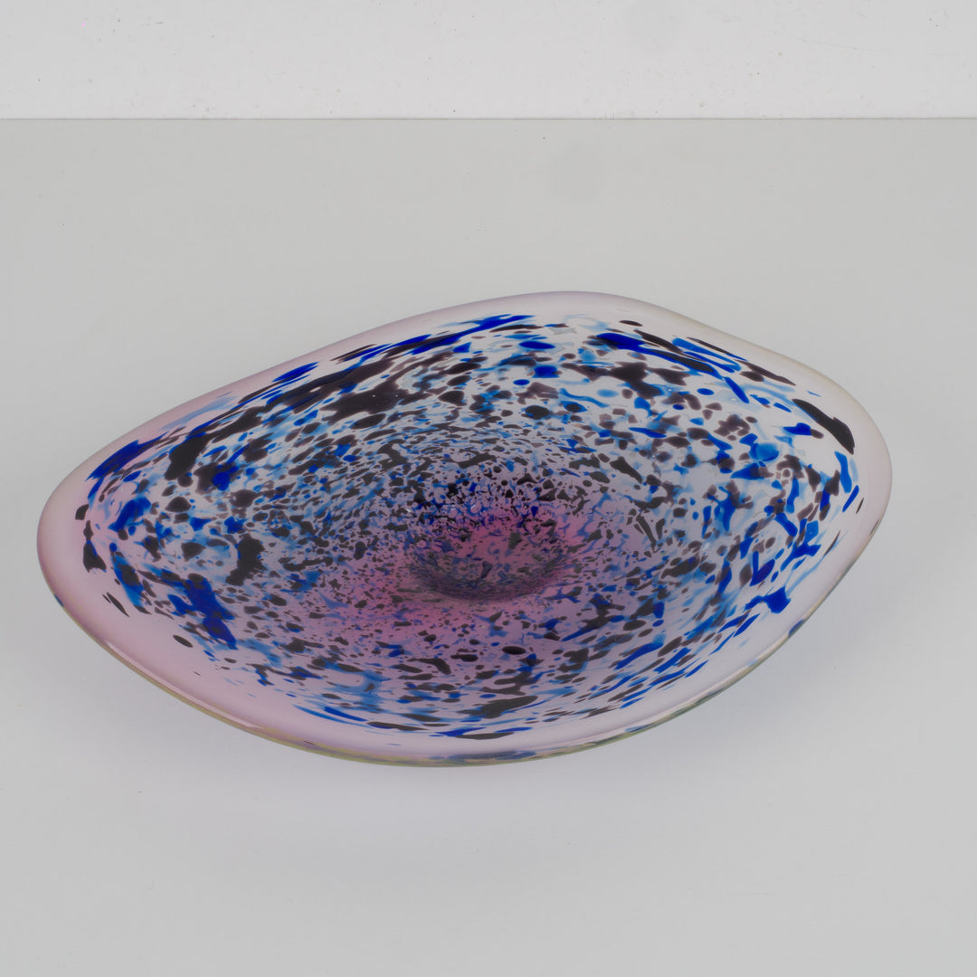 Mouth-blown Artistic Glass Bowl in Purple and Blue Shades (33.5×24×5 cm)