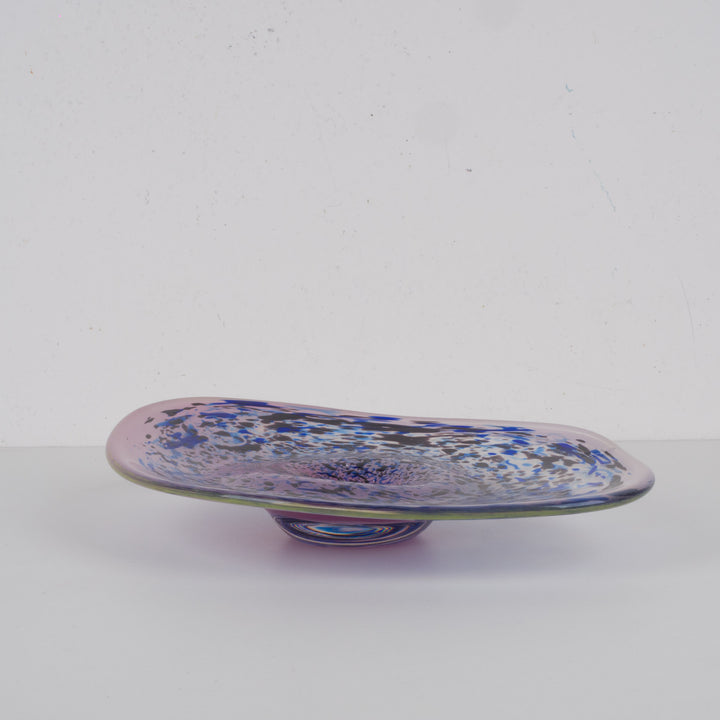 Mouth-blown Artistic Glass Bowl in Purple and Blue Shades (33.5×24×5 cm)