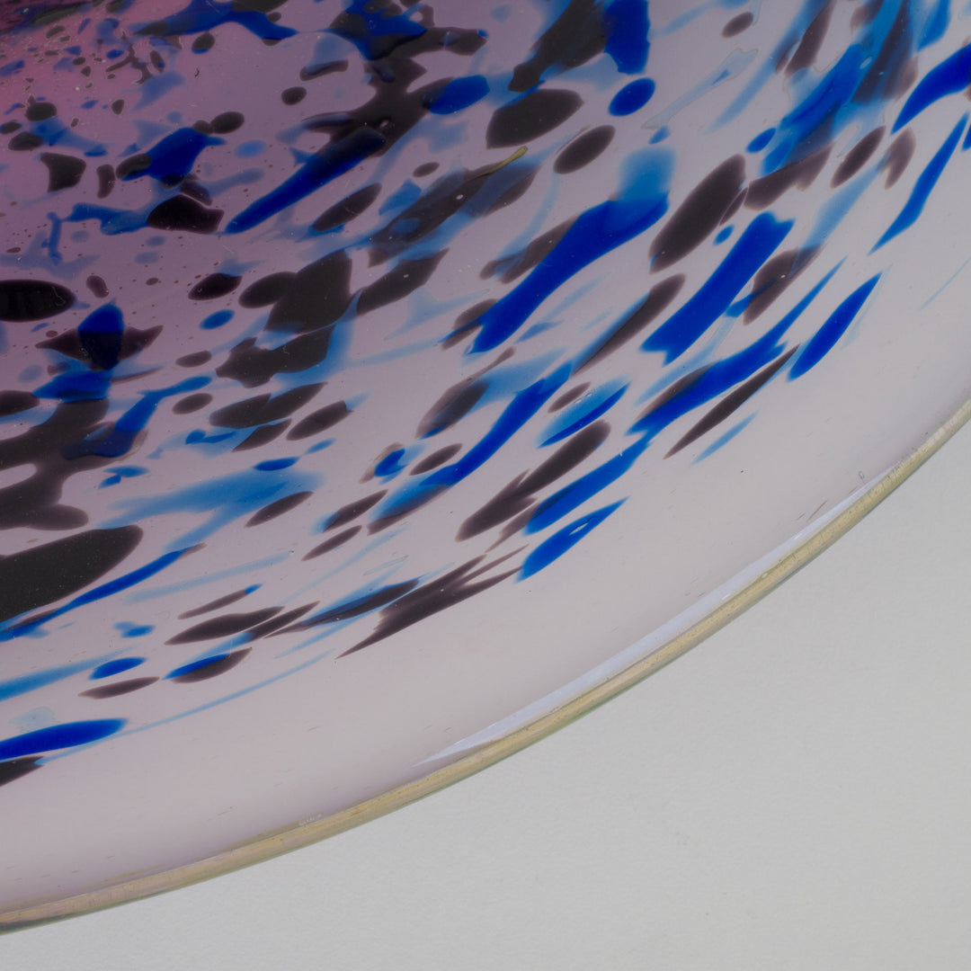 Mouth-blown Artistic Glass Bowl in Purple and Blue Shades (33.5×24×5 cm)