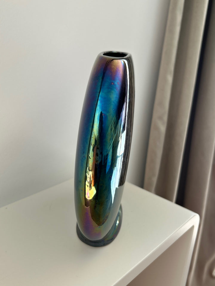 Vaas smal paars klein – iriserende regenboogglans / 23 x 4 x 22 cm